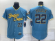 Men's Milwaukee Brewers #22 Christian Yelich 2022 City Connect Powder Blue Flex Base MLB Jersey