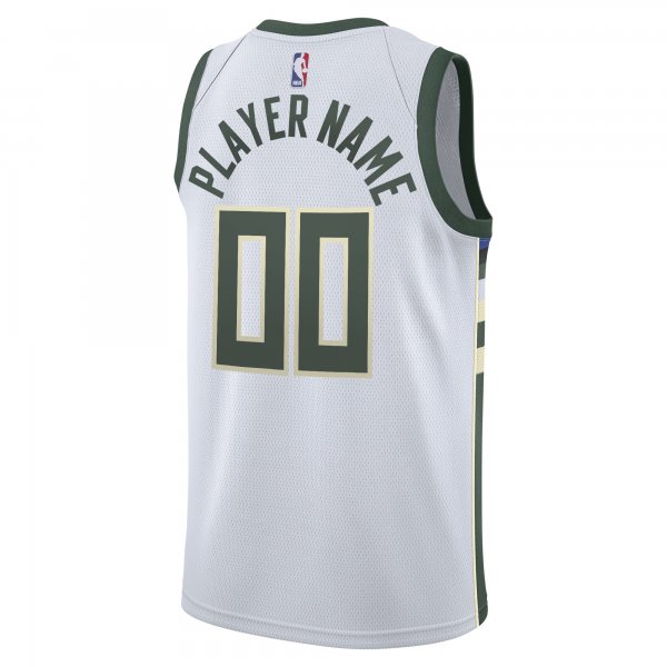 Men's Milwaukee Bucks Nike White 2020/21 Swingman Custom Jersey - Association Edition