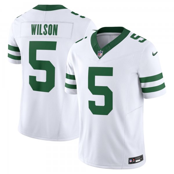 Men's New York Jets #5 Garrett Wilson Nike Legacy White Vapor F.U.S.E. Jersey