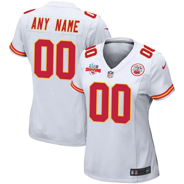 Women Nike Kansas City Chiefs Super Bowl LVII Champions 3 Stars White custom Jersey