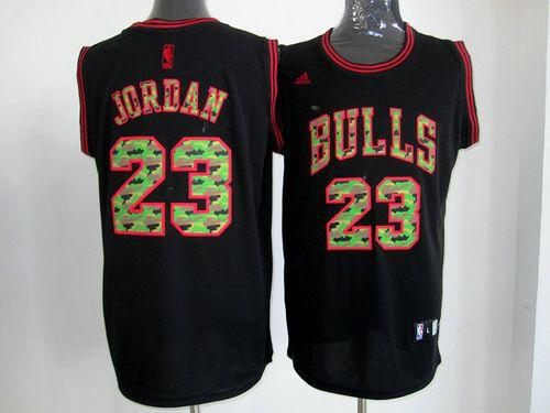 Men's Chicago Bulls #23 Michael Jordan Black Camo Fashion Stitched NBA Jersey