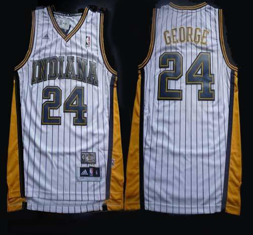 Men's Indiana Pacers #24 Paul George White Throwback Stitched NBA Jersey