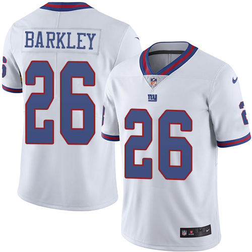 Nike New York Giants #26 Saquon Barkley White Youth Stitched NFL Limited Rush Jersey