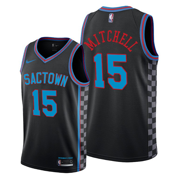 Men's Sacramento Kings #15 Davion Mitchell 2021 NBA Draft Black City Edition Jersey