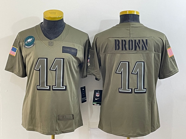 Women's Nike Philadelphia Eagles #11 A.J. Brown Green Stitched NFL Limited Jersey