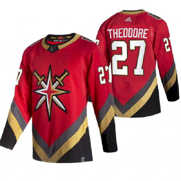 Men's Vegas Golden Knights Shea Theodore 2021 Reverse Retro Red Jersey