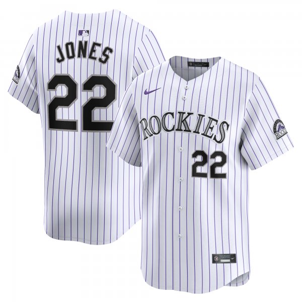 Men's Colorado Rockies #22 Nolan Jones Nike White Home Limited Player Jersey