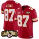 Men's Kansas City Chiefs #87 Travis Kelce Red 2023 F.U.S.E. AFC West Champions With "NKH" Patch Vapor Untouchable Limited Stitched Jersey