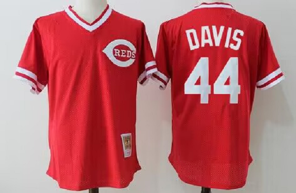 Men's Mitchell and Ness Cincinnati Reds #44 Eric Davis Red Stitched MLB Jersey