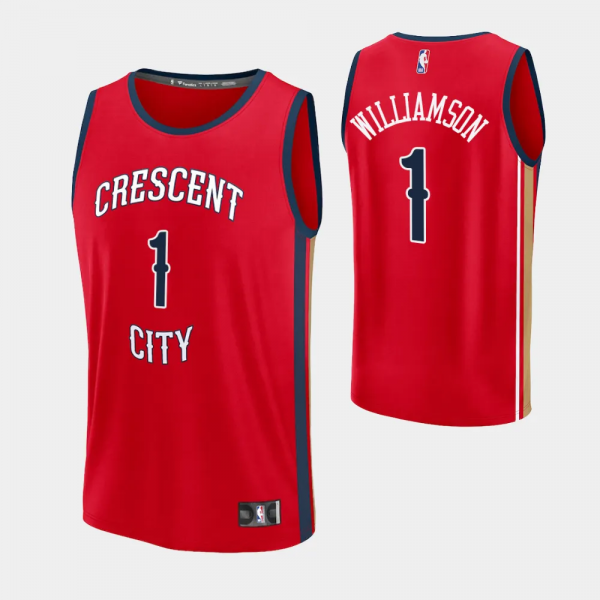 2023-24 Statement Edition New Orleans Pelicans #1 Zion Williamson Red Fastbreak  Jersey