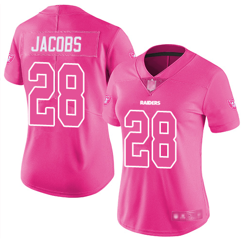 Las Vegas Raiders #28 Josh Jacobs Pink Women's Stitched Nike NFL Limited Rush Fashion Jersey