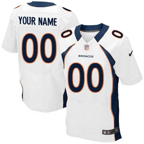 Nike Denver Broncos Customized White Stitched Elite Men's NFL Jersey