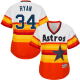 Houston Astros #34 Nolan Ryan White/Orange Alternate Cooperstown Women's Stitched MLB Jersey