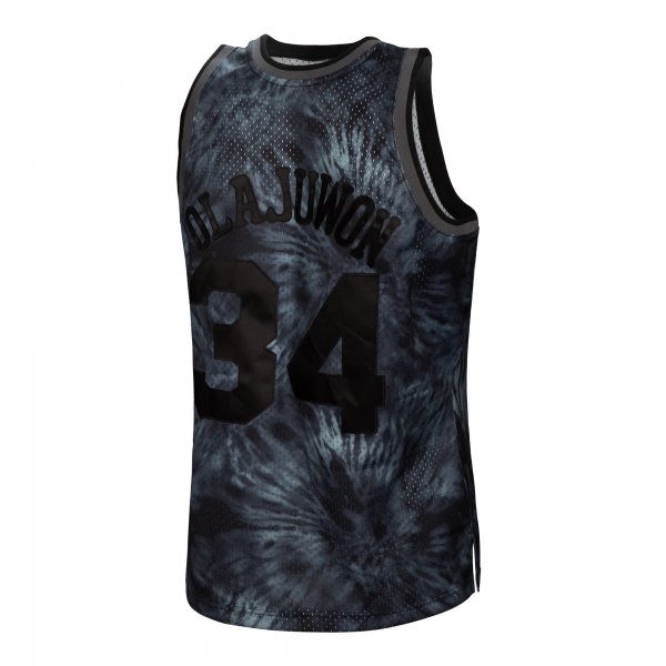 Men's Houston Rockets Hakeem Olajuwon Mitchell & Ness Black Hardwood Classics 1993/94 Tie-Dye Swingman Jersey