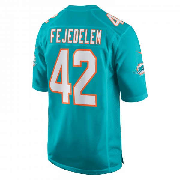 Men's Miami Dolphins Clayton Fejedelem Nike Aqua Game Jersey