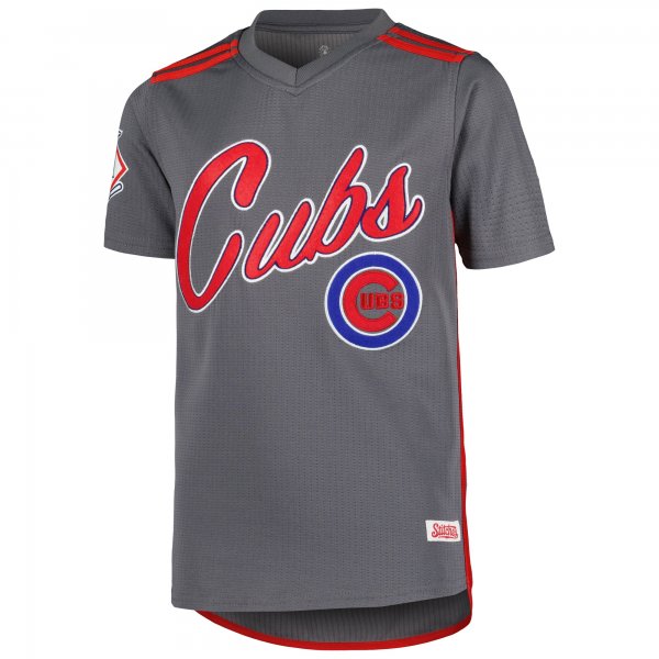 Youth Chicago Cubs Stitches Charcoal Team V-Neck Jersey