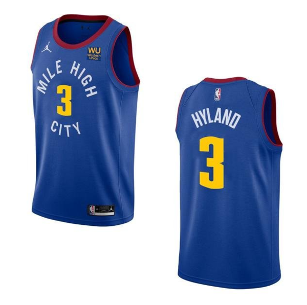 Men's Denver Nuggets #3 Bones Hyland Blue NBA Swingman Statement Edition Jersey