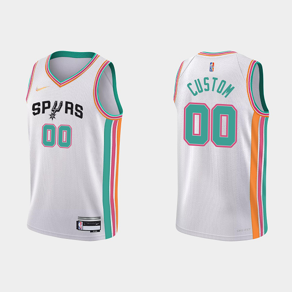 Men's San Antonio Spurs #00 Custom 2021-22 75th Anniversary City White NBA Jersey