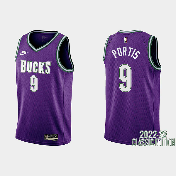 Men's Milwaukee Bucks #9 Bobby Portis 2022-23 Classic Edition Purple NBA Jersey