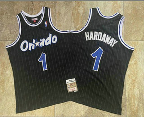 Men's Orlando Magic #1 Penny Hardaway Black 1994-95 Hardwood Classics AU Jersey