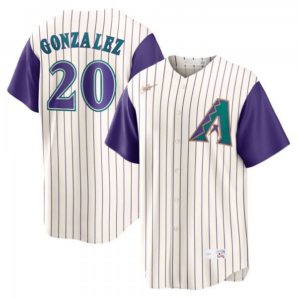 Men's Arizona Diamondbacks Luis Gonzalez Nike Cream/Purple Alternate Cooperstown Collection Player Jersey