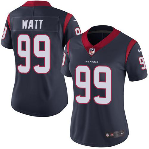 Nike Houston Texans #99 J.J. Watt Navy Blue Team Color Women's Stitched NFL Vapor Untouchable Limited Jersey