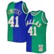 Men's Dallas Mavericks Dirk Nowitzki Mitchell & Ness Blue/Green Hardwood Classics 1998/2019 Split Swingman Jersey