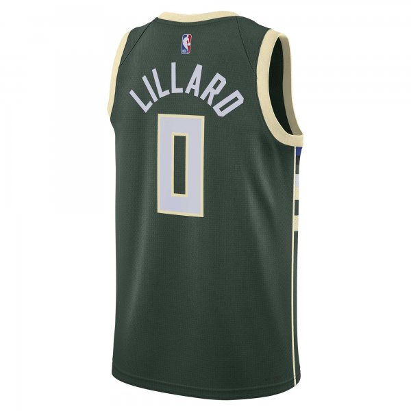 Unisex Milwaukee Bucks Damian Lillard Nike Hunter Green Swingman Jersey - Icon Edition