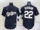 Men's Nike Los Angeles Dodgers #22 Clayton Kershaw Black Stitched MLB Cool Base Jersey