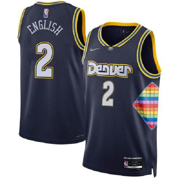 Men's Denver Nuggets #2 Swingman Navy Alex English City Edition NBA Jersey