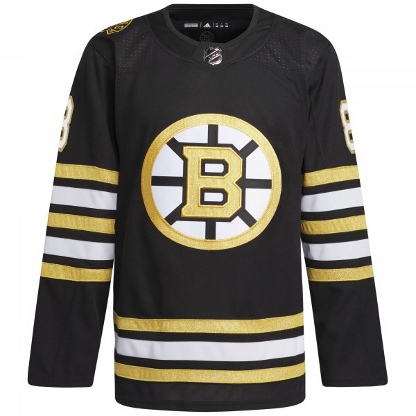 Men's Boston Bruins David Pastrnak adidas Black  Primegreen 100th Anniversary Player Jersey