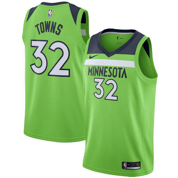 Men's Minnesota Timberwolves #32 Karl-Anthony Towns Nike Green Swingman Jersey