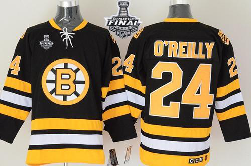 Boston Bruins Stanley Cup Finals Patch #24 O'Reilly CCM Throwback Black Stitched NHL Jersey