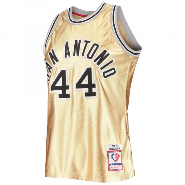 Men's San Antonio Spurs George Gervin Gold Mitchell & Ness 75th Anniversary 1977/78 Hardwood Classics Swingman Jersey