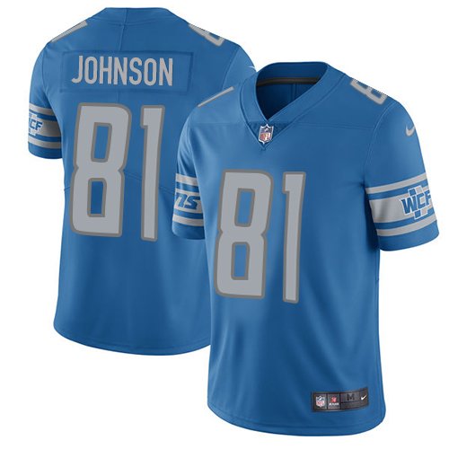 Nike Detroit Lions #81 Calvin Johnson Light Blue Team Color Youth Stitched NFL Limited Jersey