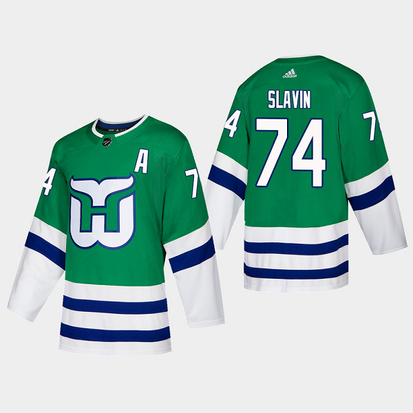 Hartford Whalers #74 Jaccob Slavin Adidas 2019-20 Heritage Player NHL Jersey Green