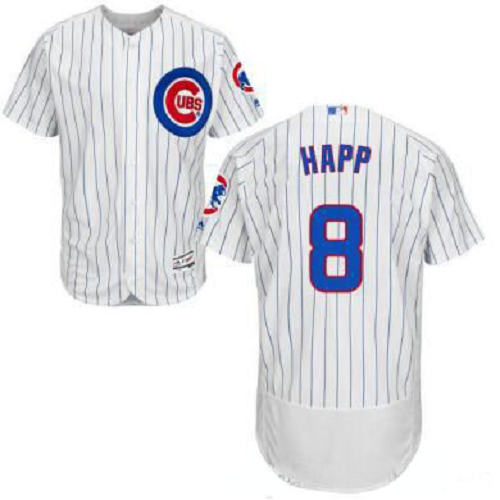 Chicago Cubs #8 Ian Happ Stitched MLB Majestic Flex Base Men's White Jersey