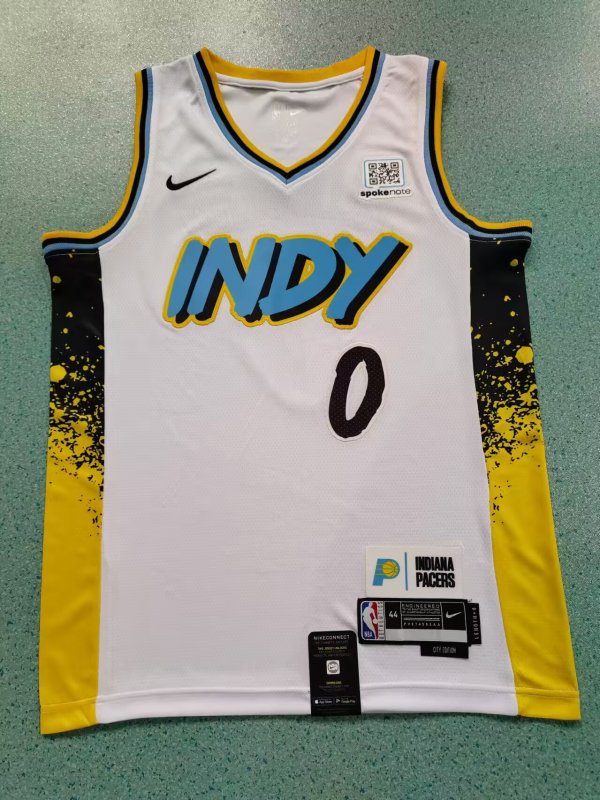 Men's #0 Tyrese Haliburton Indiana Pacers White City Edition Jersey