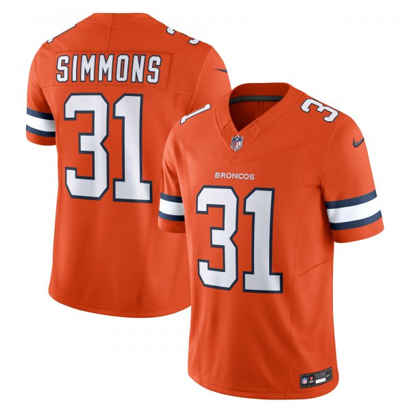 Men's Denver Broncos Justin Simmons Nike Orange Vapor F.U.S.E. Limited Jersey