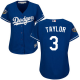 Los Angeles Dodgers #3 Chris Taylor Blue Alternate 2018 World Series Women's Stitched MLB Jersey