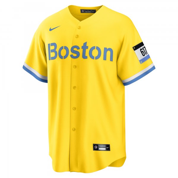 Men's Boston Red Sox Rafael Devers Nike Gold/Light Blue City Connect Replica Player Jersey