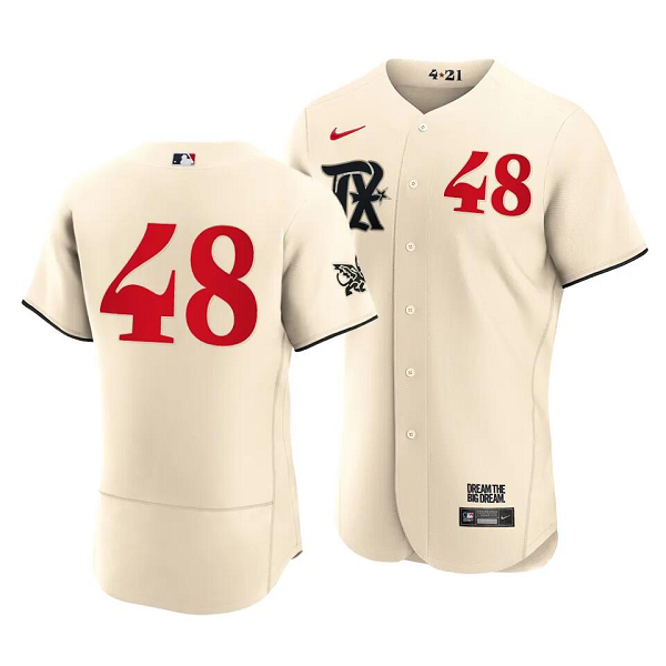 Men's Texas Rangers #48 Jacob deGrom 2023 City Connect Cream Jersey