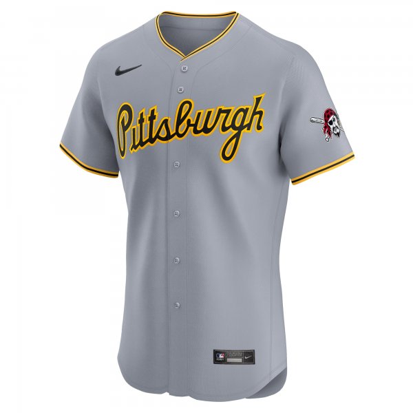 Men's Pittsburgh Pirates  Nike Gray Road Vapor Premier Elite Patch Jersey