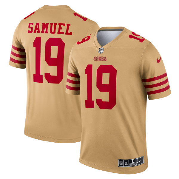 Men's San Francisco 49ers Deebo Samuel Nike Gold Inverted Legend Jersey-(2022 New Style)