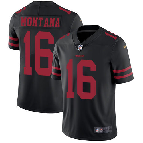 Nike San Francisco 49ers #16 Joe Montana Black Alternate Men's Stitched NFL Vapor Untouchable Limited Jersey