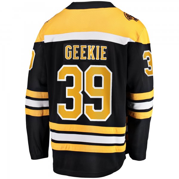 Men's Boston Bruins Morgan Geekie Fanatics Black Home Breakaway Jersey