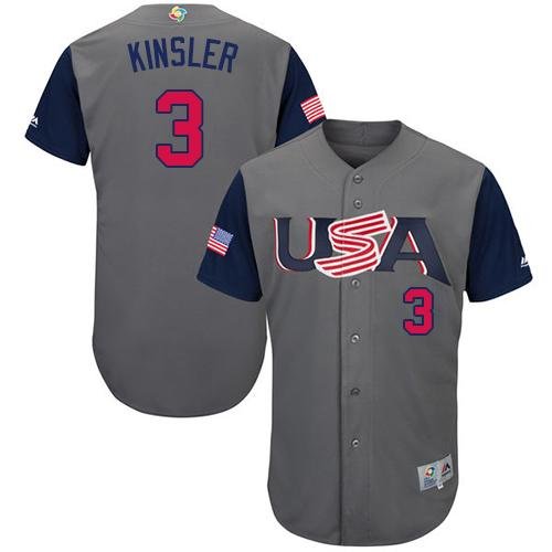 Team USA #3 Ian Kinsler Gray 2017 World Baseball Classic Stitched MLB Jersey