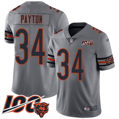 Chicago Bears #34 Walter Payton Silver Men's Stitched NFL Limited Inverted Legend 100th Season Jersey