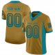 Custom Old Gold Teal-Black Mesh Drift Fashion Football Jersey