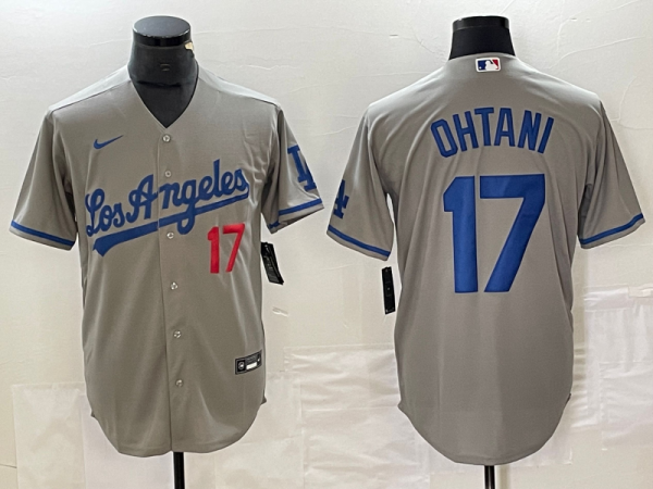 Men's Los Angeles Dodgers #17 Nike Grey Shohei Ohtani Jersey